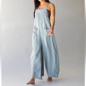 Natural Life Dakota Tie Overall - Gauze Light Blue Size XL